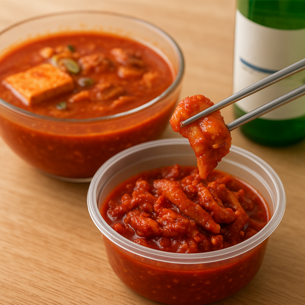 매운 곱창과 오돌뼈, 담백한 먹태와 오징어, 따뜻한 우동과 김치 칼국수로 나눈 CU 소주 안주 선택지