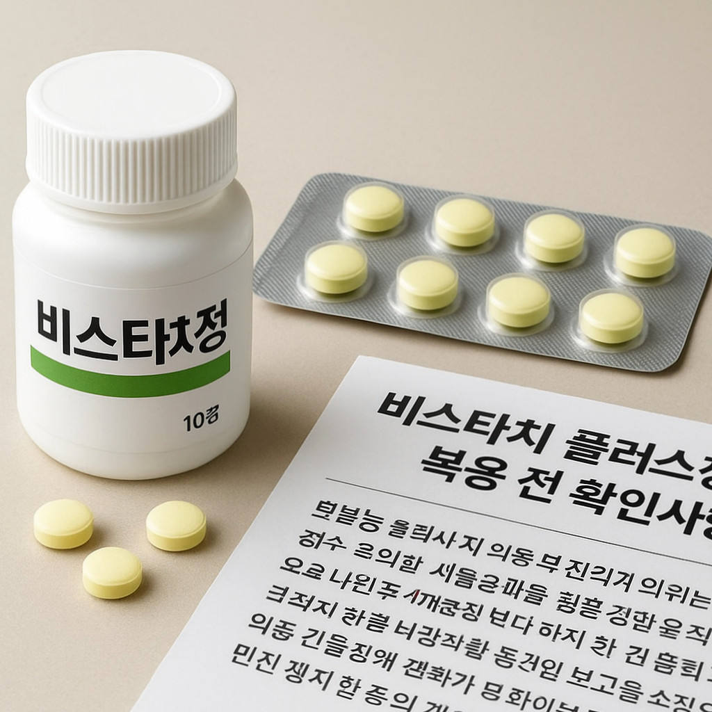 비스타치정과 비스타치 플러스정의 성분과 효과를 살펴보고 복용 전 제품명과 처방 정보를 확인하는 대표 이미지