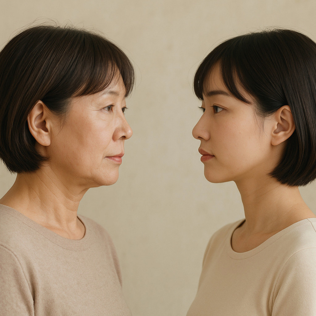 빅시단발 스타일의 여성 모델이 경쾌한 표정으로 단발머리를 자랑하며, 우아함이 돋보이는 모습이다.